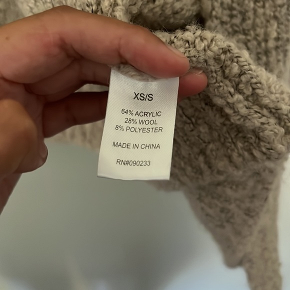 Oatmeal Colored Wool Blend Open Oversized Cardigan Size XS/S - Picture 4 of 4